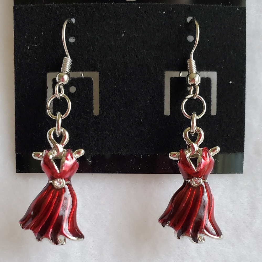 Womens red dress hook earrings
